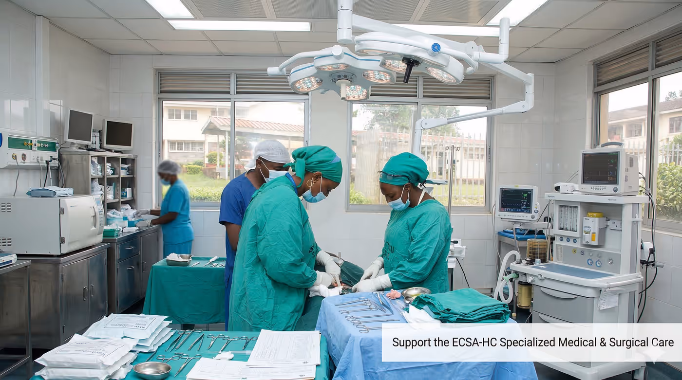 Surgeons operating in medical camp